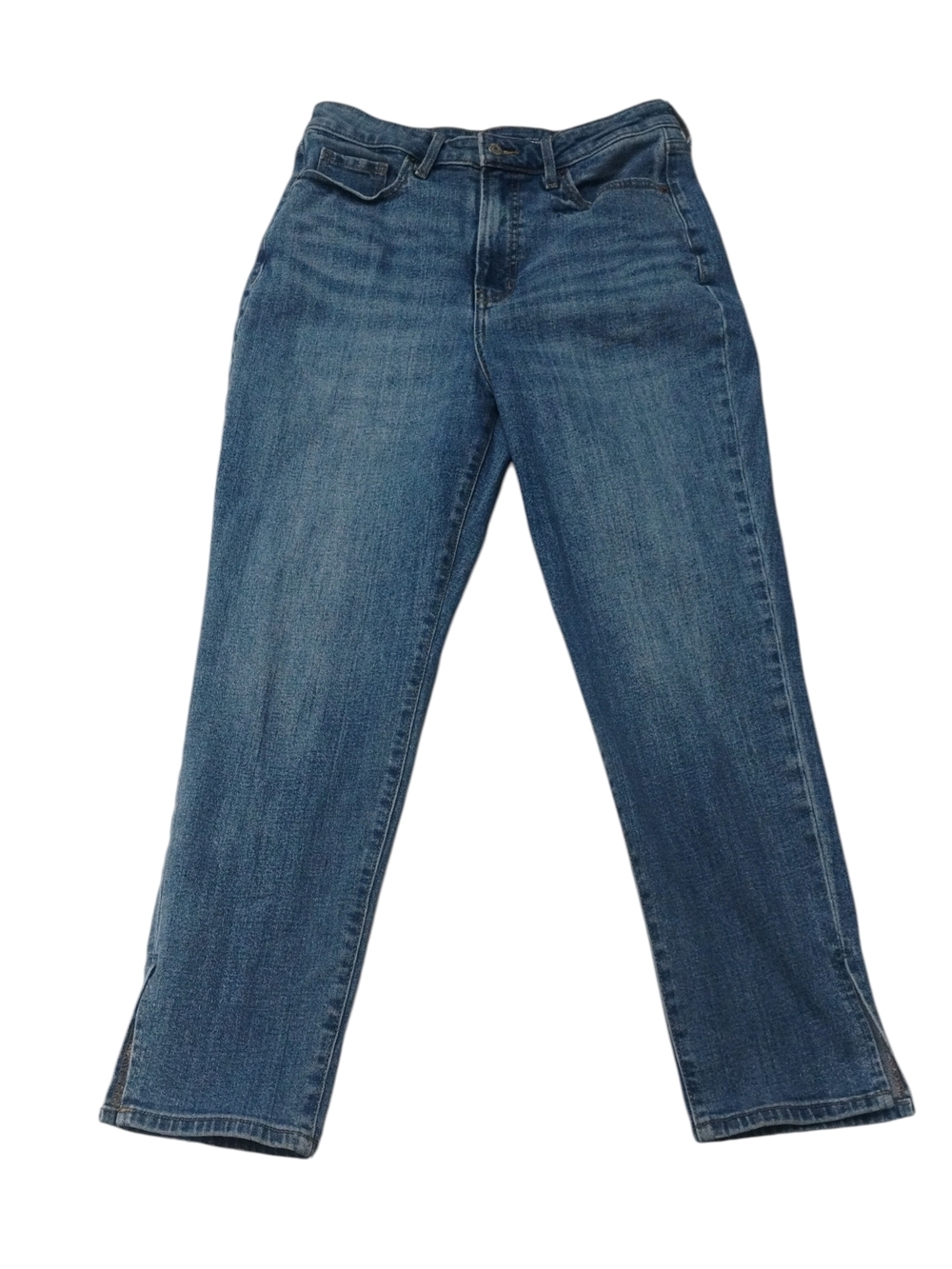 Old Navy Women's OG high Straight Leg Jeans - Blue Denim with side slit at ankle